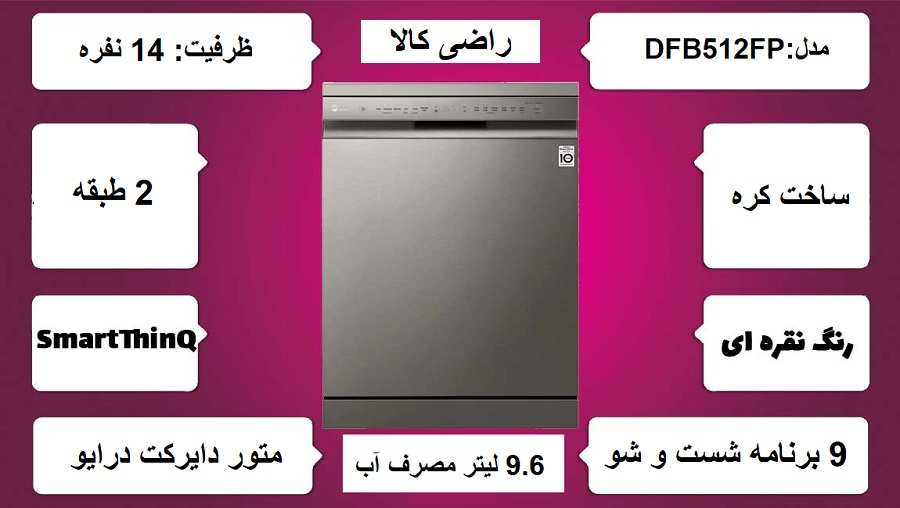 مشخصات اصلی ماشین ظرفشویی 512 ال جی در راضی کالا