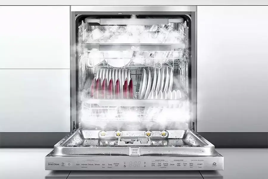 سیستم بخارشور واقعی ماشین ظرفشویی 3 طبقه ال جی DFB425FW