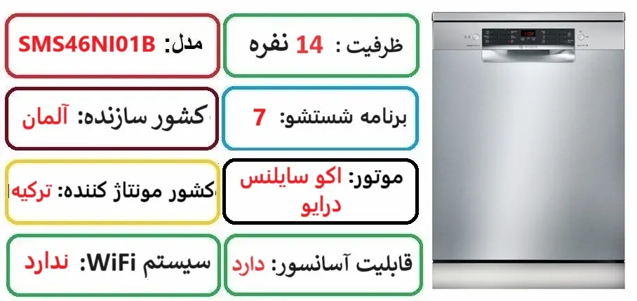 مشخصات ظرفشویی سری 4 بوش در راضی کالا